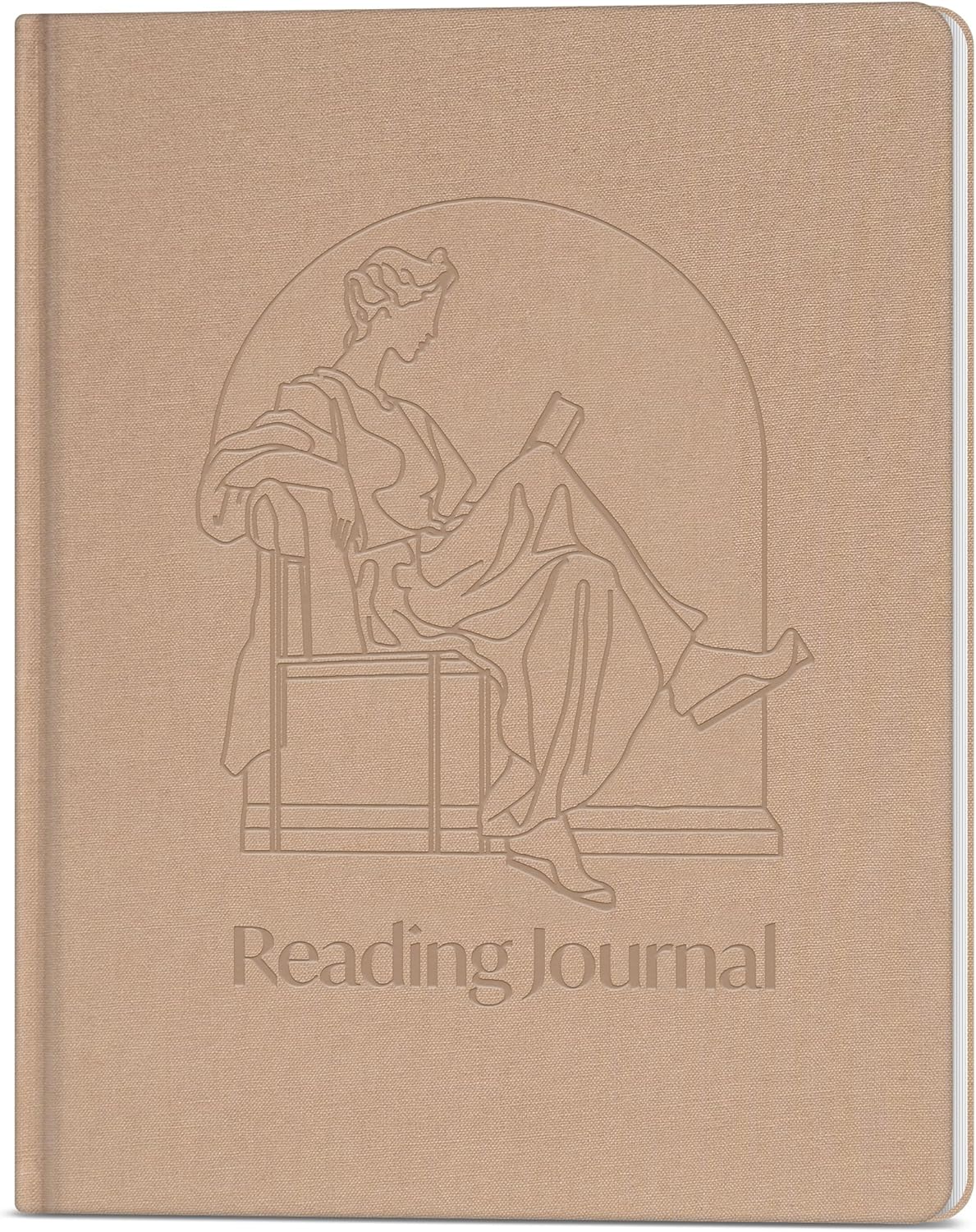 Skyline Reading Journal – Book Review Log & Tracker for Reading Tracking – Accessories & Gift for Book Lover, 7.6x9.2” (Sandstone Debossed)