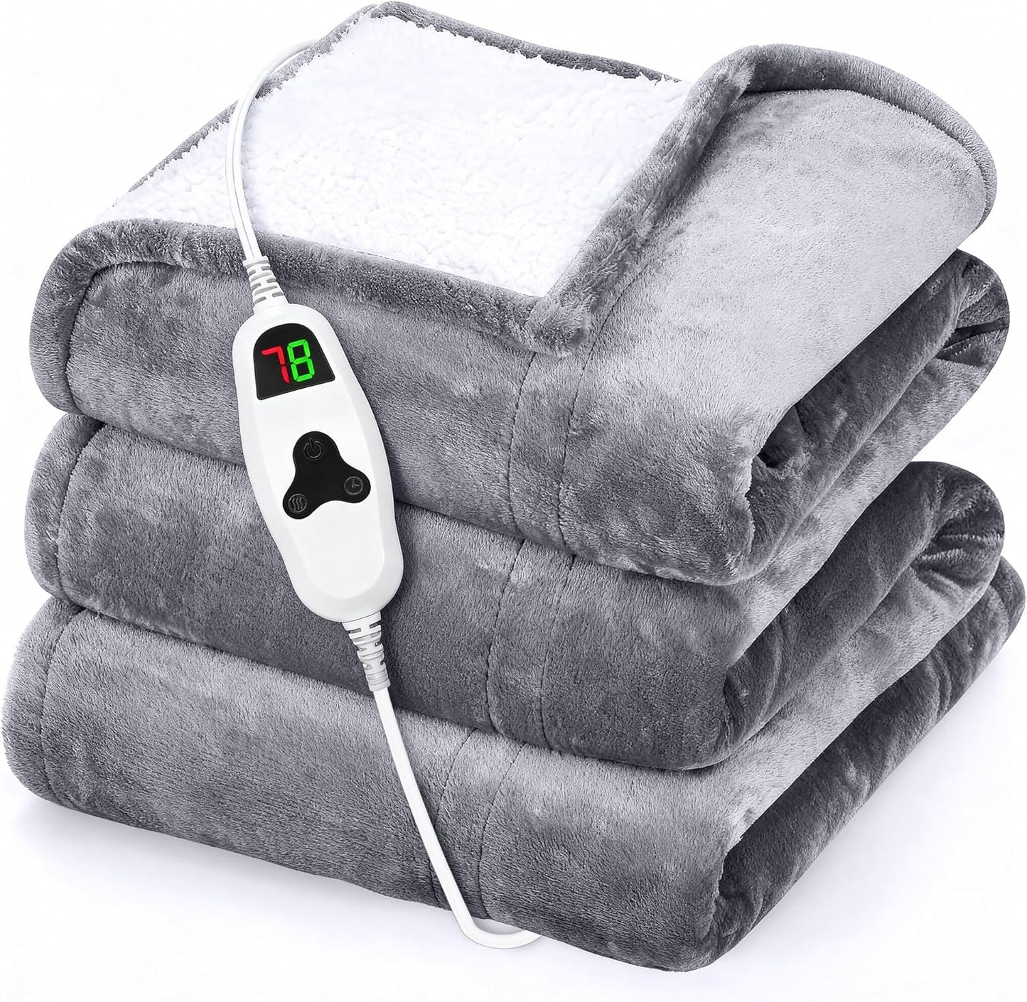 GENIANI Heated Blanket Electric Throw 50"x60" – Safe Electric Heating Blanket with Auto Shut-Off & Overheat Protection, 10 Heat Settings, Washable Heated Throw for Couch, Bed, Office & Dorm