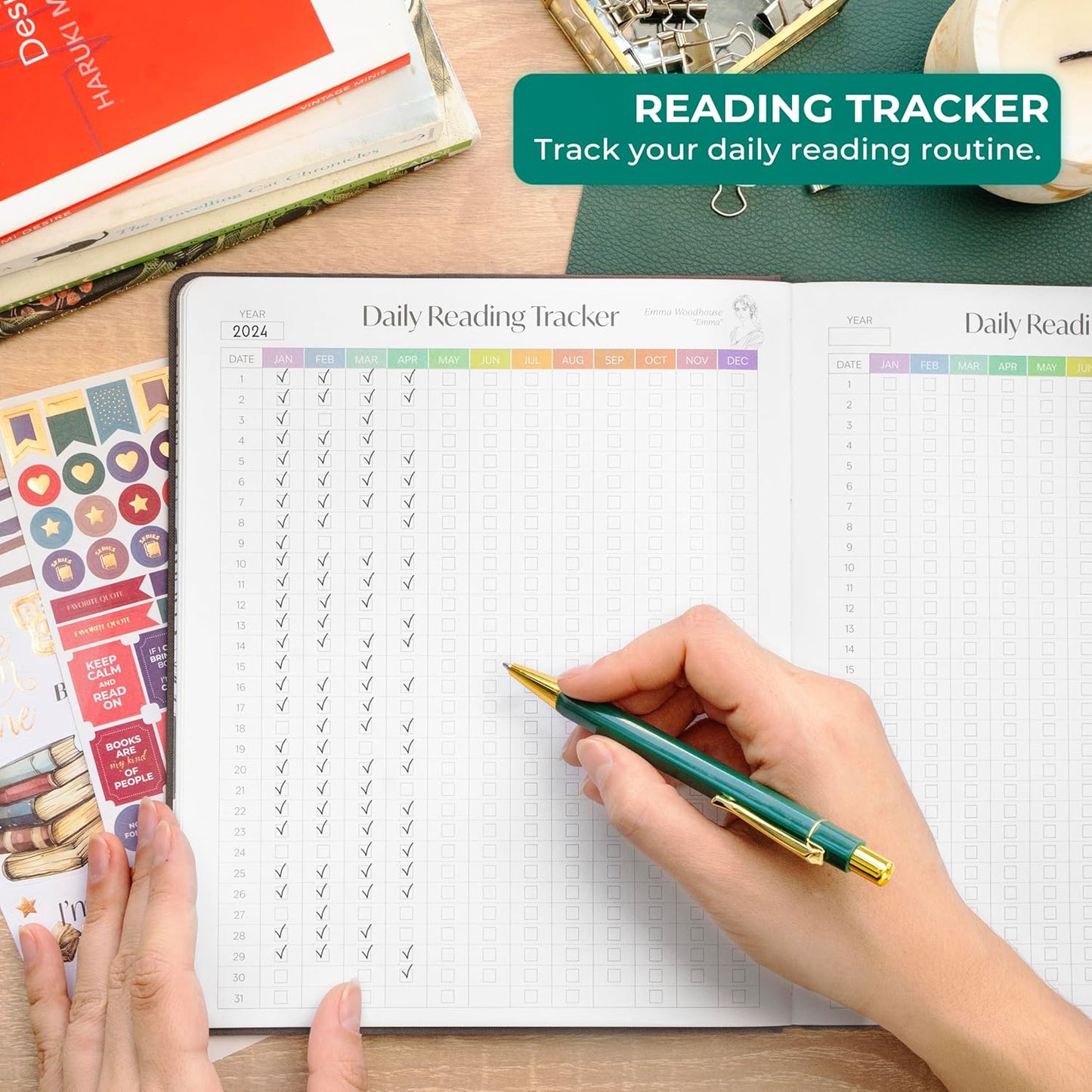 Skyline Reading Journal – Book Review Log & Tracker for Reading Tracking – Accessories & Gift for Book Lover, 7.6x9.2” (Dark Terracotta Gold Foil)