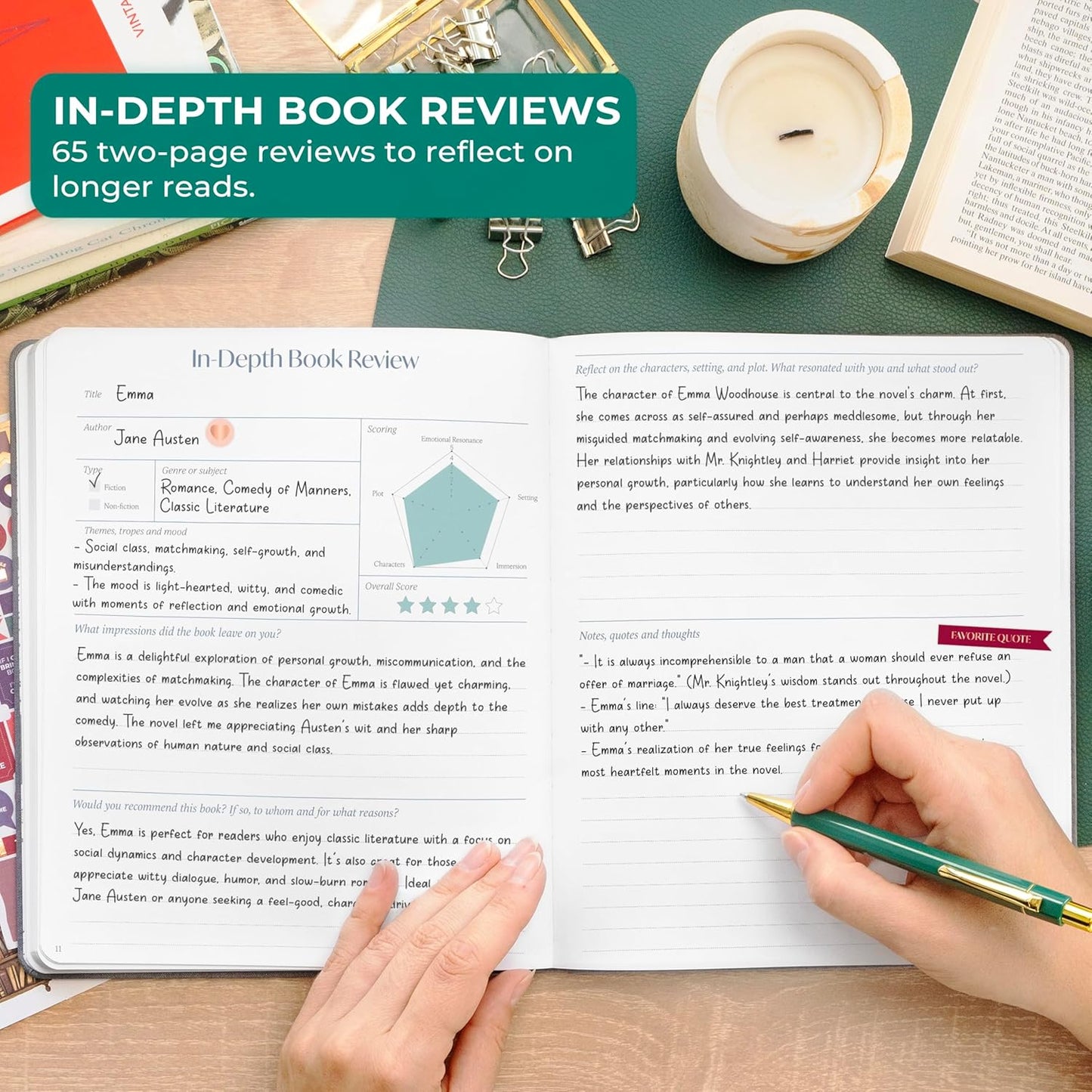 Skyline Reading Journal – Book Review Log & Tracker for Reading Tracking – Accessories & Gift for Book Lover, 7.6x9.2” (Space Gray Gold Foil)