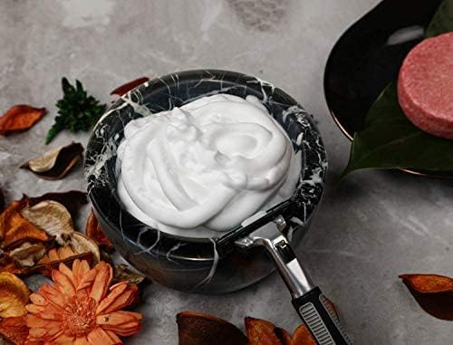 ShayVe Shaving Bowl for Shaving Soap & Cream — Marble Shave Bowl For Shaving Soap & Cream — Exquisite Heat Insulated Wet Shaving Kit Addition (Black and White Marble)