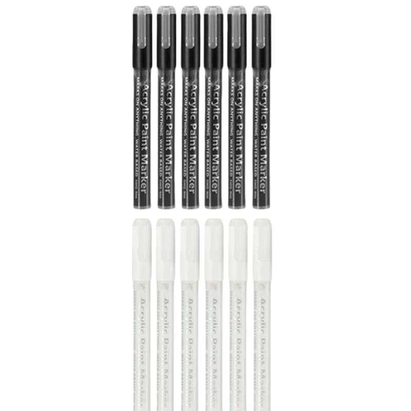 6 black and 6 White Nail Polish Pens Set, Nail Art Pen, Nail Pencil, DIY Drawing Painting Pen, for Nails DIY (6 black+6 White)