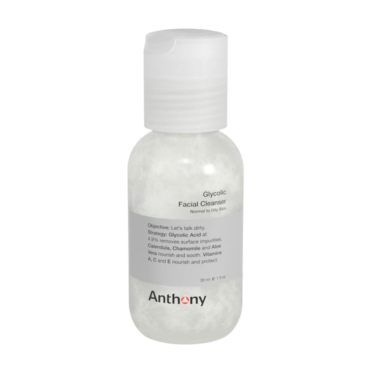 Anthony Glycolic Facial Cleanser for Men, Daily Exfoliating & Hydrating Face Wash, Shave Prep, Non-Foaming, Deep Cleansing, Gentle on Sensitive Skin, Removes Dirt & Oil, Smooths Texture, 1 Fl Oz