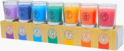 Chakra Scented Candles Gift Set, Natural Soy Wax Aromatherapy Candles for Meditation, Yoga, Relaxation & Stress Relief, Long 8-Hour Burn Each, Calming Spiritual Decor
