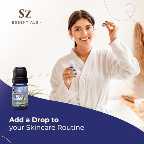 Blue Yarrow Essential Oil – 100% Pure – Calming & Grounding – Deep Blue Steam-Distilled Oil from Achillea millefolium – Aromatherapy, Self-Care & Natural Perfumery – 0.22 fl oz (6.5 mL)