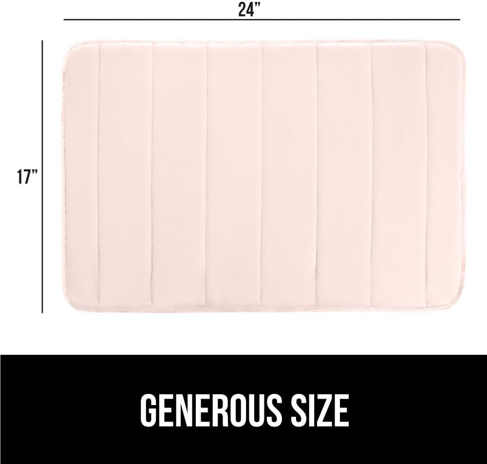 GORILLA GRIP Memory Foam Bath Mat, Soft Absorbent US Designed Bathroom Rug, Gripping Dots Machine Washable Bathmat, Cushioned Floor Mats, Shower Sink Rugs Room Décor Accessories, 24x17 Pink