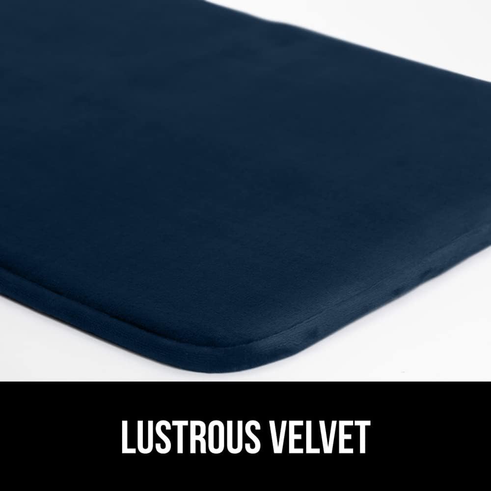 GORILLA GRIP Memory Foam Bath Rugs, Soft Absorbent Velvet Bathroom Mats, Durable Dots on Underside, Machine Washable Bathmat, Carpet Rug Room Decor for Shower Floor, 36x24 Mat, Navy Blue