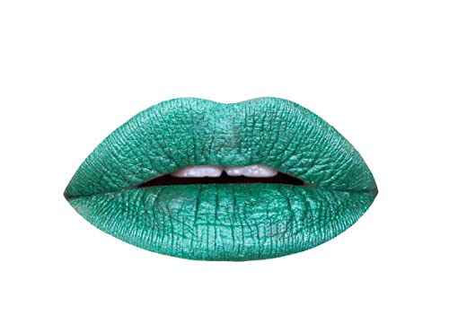 Aromi Green Metallic Liquid Lipstick | Turquoise Teal-Green Lip Color with Shimmery Finish, Vegan, Cruelty-free, Smudge Proof, Long-lasting, Handmade (Mermaid Tail)