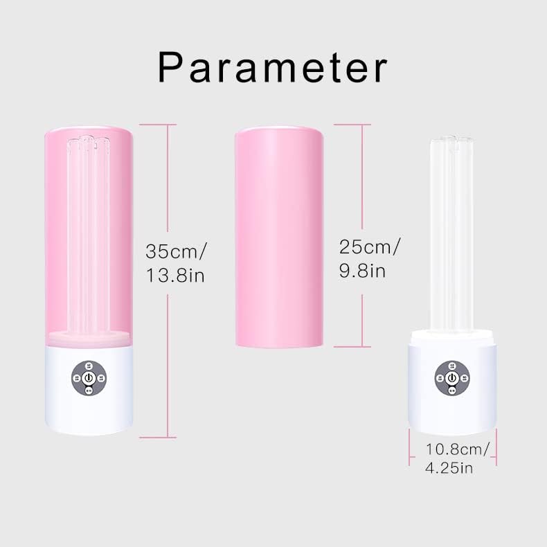 UV Light Sanitizer, 55w 254nm UVC Lamp for Room Surface Disinfection up to 750 sqft, Home/School/Hotel/Travel, Kills Bacteria/Molds/Dust Mites, 1Y warranty (Pink With Ozone)