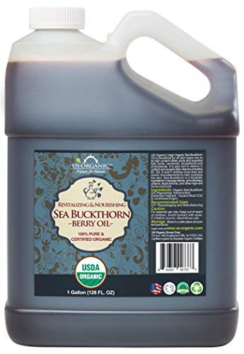 US Organic Sea Buckthorn Berry (Fruit) Oil Bulk pack, USDA Certified Organic,100% Pure & Natural, Supercritical CO2 extracted, Virgin, Unrefined (128 oz (1 Gallon))
