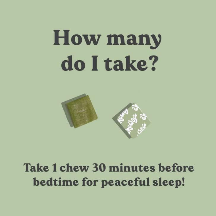Chewsy Peaceful Sleep Chews, Sleep Support, 3 mg Melatonin, 200 MGS L-Theanine, Chamomile, Lemon Balm, Magnolia, Nighttime Sleep Aid, Naturally Minty Chews, Promotes restful Sleep, 30-Day Supply (1)