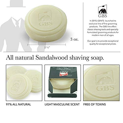 G.B.S Men's Shaving Soap 97 Percent All Natural Enriched with Shea Butter and Glycerin, 3-Ounce, Each Pack of 3