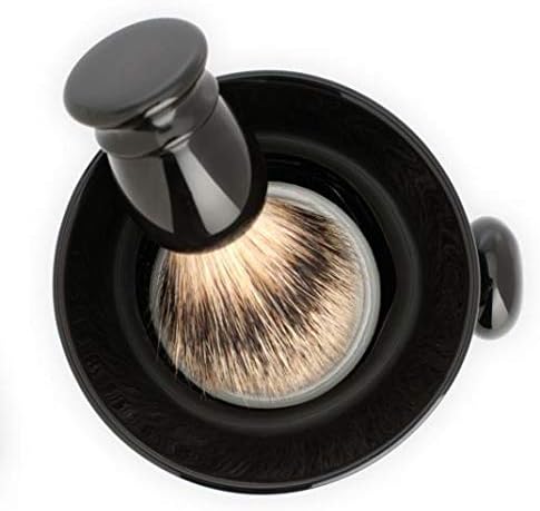 MÜHLE Black Porcelain Platinum Rim Shaving Mug – Shave Dish Accessory for Soaps and Creams, Modern Black Design