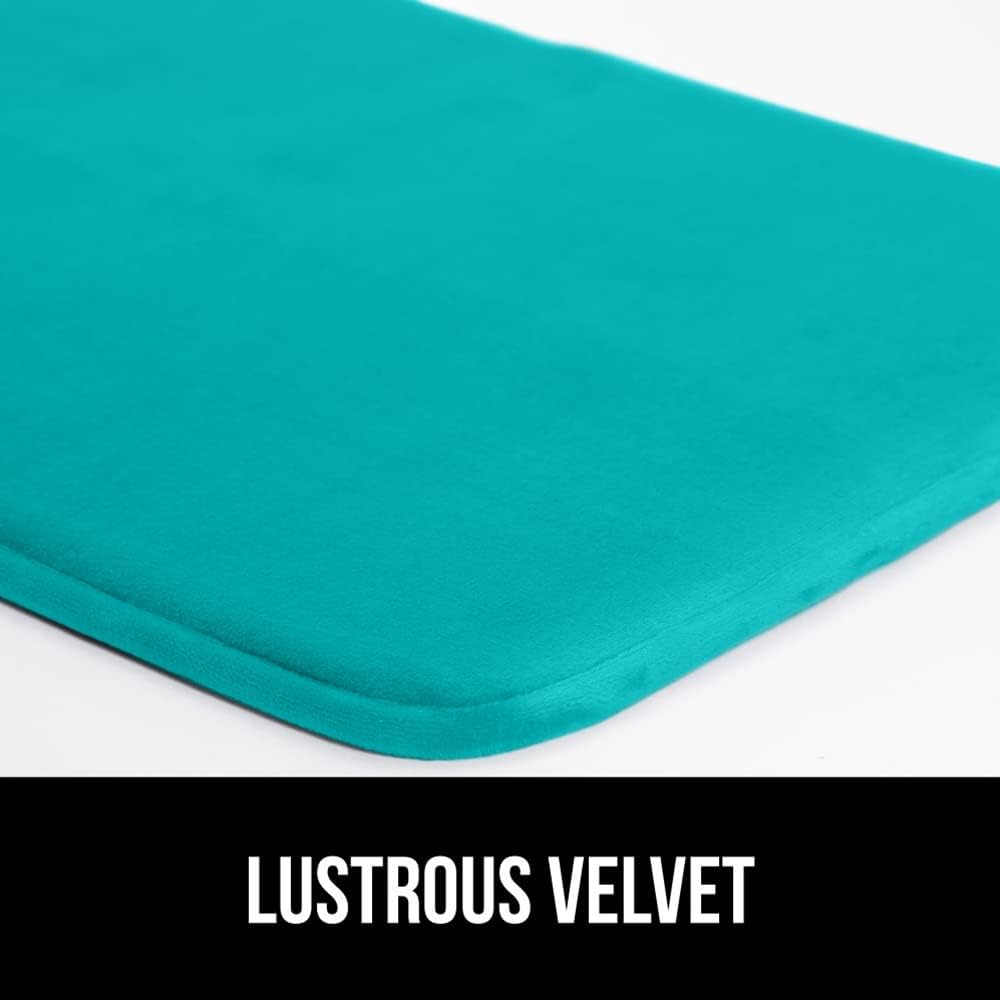 GORILLA GRIP Memory Foam Bath Rugs, Soft Absorbent Velvet Bathroom Mats, Durable Dots on Underside, Machine Washable Bathmat, Carpet Rug Room Decor for Shower Floor, 30x20 Mat, Turquoise