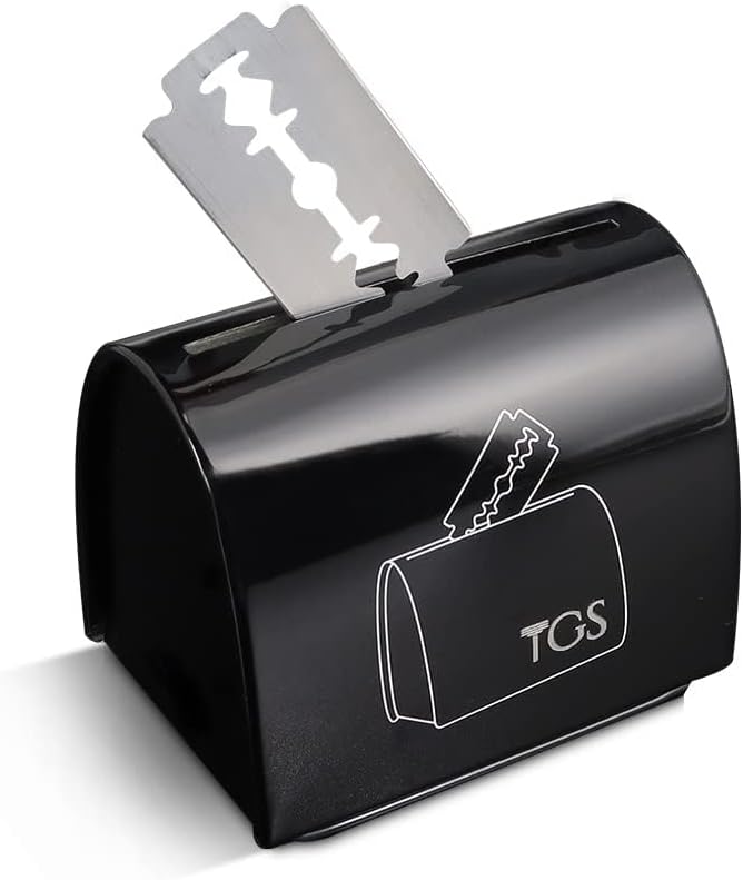 Razor Blade Storage Bank & Disposal Case, Mail Box for Used DE Safety Razor Blades (Black)