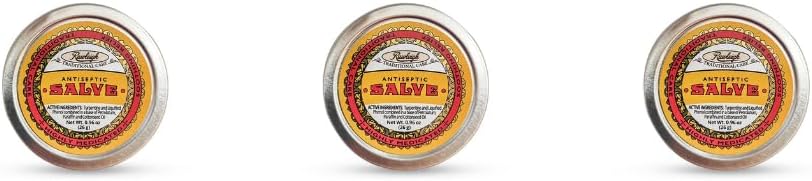 Rawleigh Antiseptic Yellow Salve Small Tin: 0.96 oz, Natural, Multi-Purpose Ointment Soothes Skin Cuts, Bruises, Irritations, with Turpentine, Phenol, Cottonseed Oil, Original Formula - Pack of 3