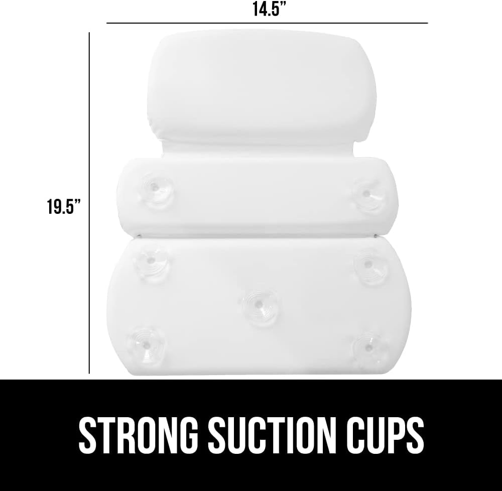 GORILLA GRIP Bath Pillow for Tub, Improved Suction Cups, Luxury Bathtub Pillows, Headrest for Neck and Back Support, Relaxing Home Spa, Hot Tubs and Bathroom Essentials, Gifts for Women, 3 Panel White