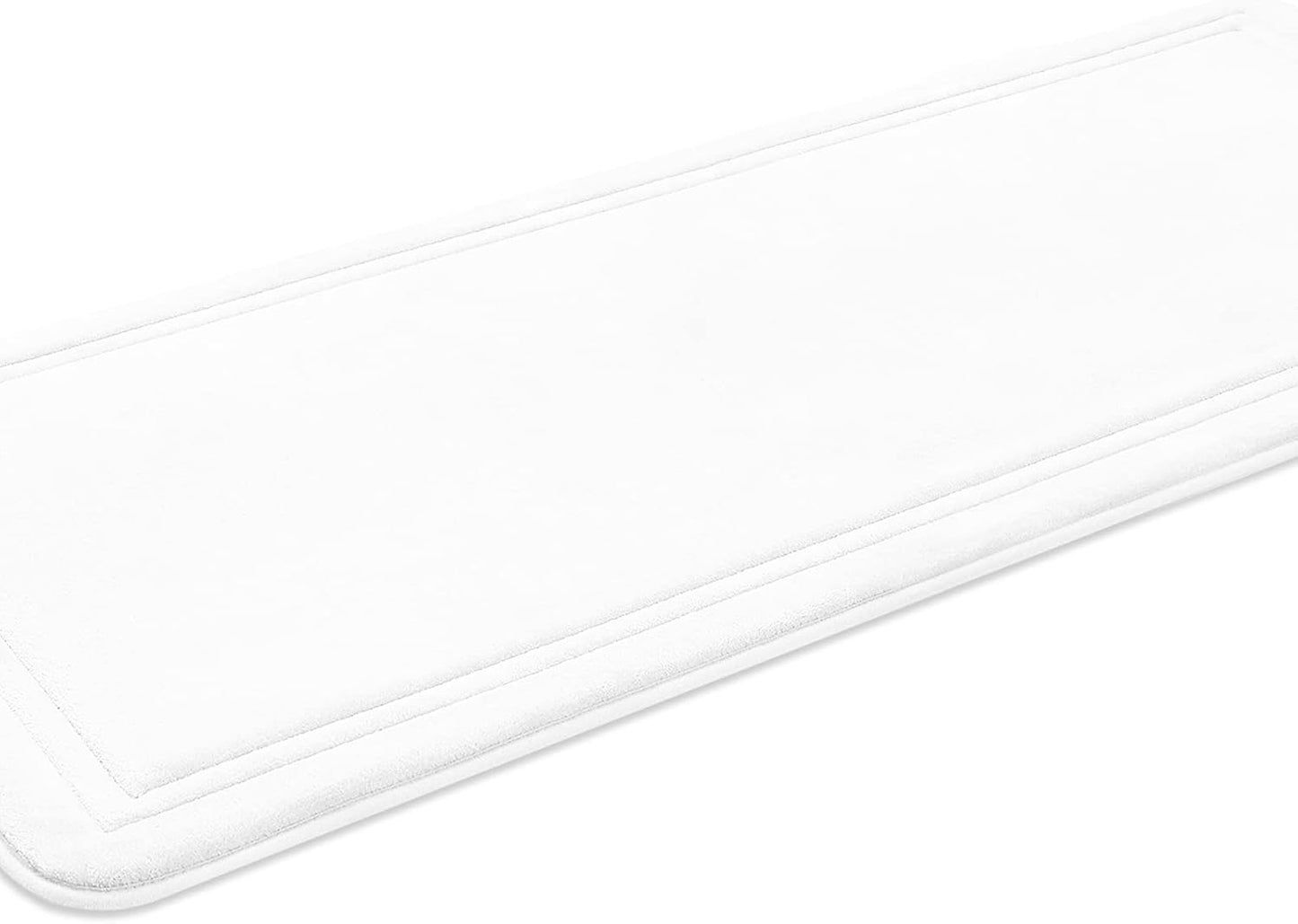 ITSOFT Memory Foam Bath Mat 59x23, Non Slip, Machine Washable, Quick Dry & Absorbent Rugs, Bath Mats for Bathroom Floor, Tub & Shower, Bathroom Rug, White