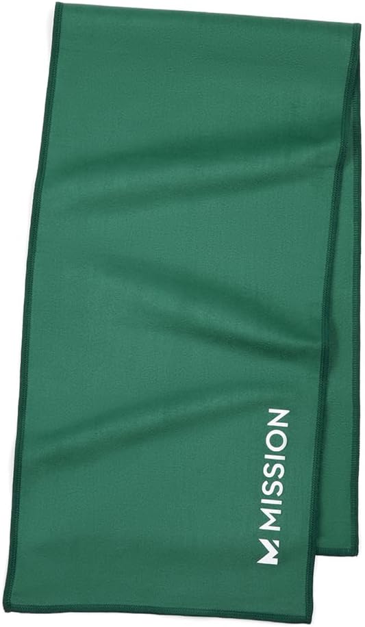 MISSION On-The-Go Cooling Towel - Soft, Lightweight Fabric - Cools Up to 2 Hours - UPF 50 Sun Protection - Machine Washable (Green)