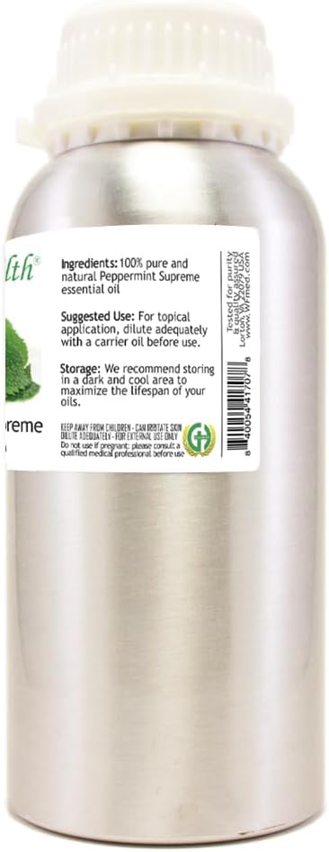 16 fl oz - Peppermint Essential Oil (Mentha piperita) - 100% Pure & Uncut - Aluminum Bottle - GreenHealth