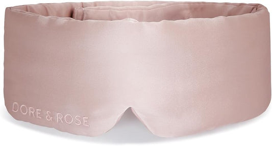 Dore & Rose Deep Sleep Mask Light Blocking, 23 Momme Mulberry Silk Eye Mask, Ultra Soft, Adjustable - Travel Sleeping Mask for Men & Women - Lotus