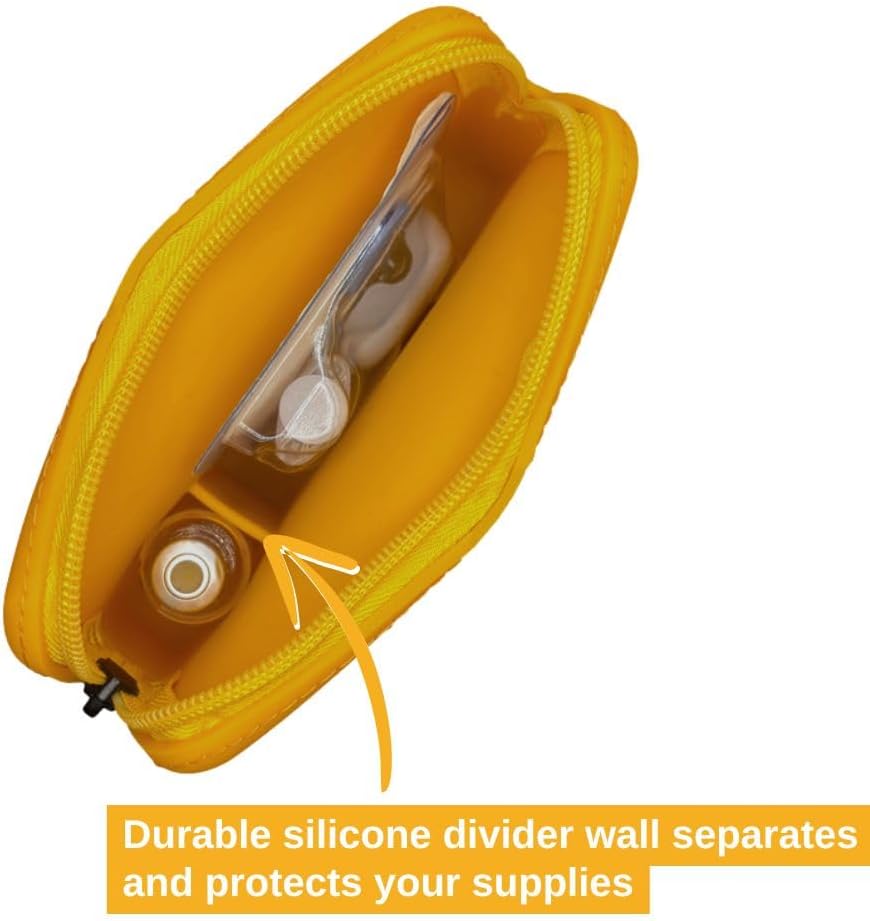 Omnipod Protective Travel Case | Silicone Storage fits an Insulin Vial and One Pod| Diabetic Care Products | Diabetes Supplies Organizer (Pink Blue Purple Stripe)