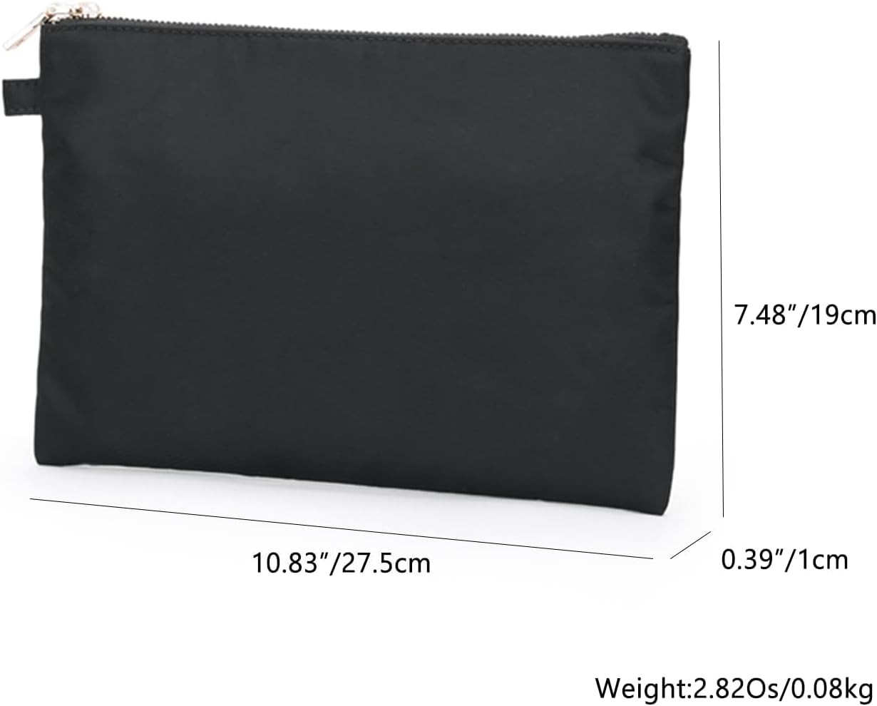 Zipper Pouch Storage Bag Simple and Stylish Women's Cosmetic and Travel Bag (Black-nylon-10)