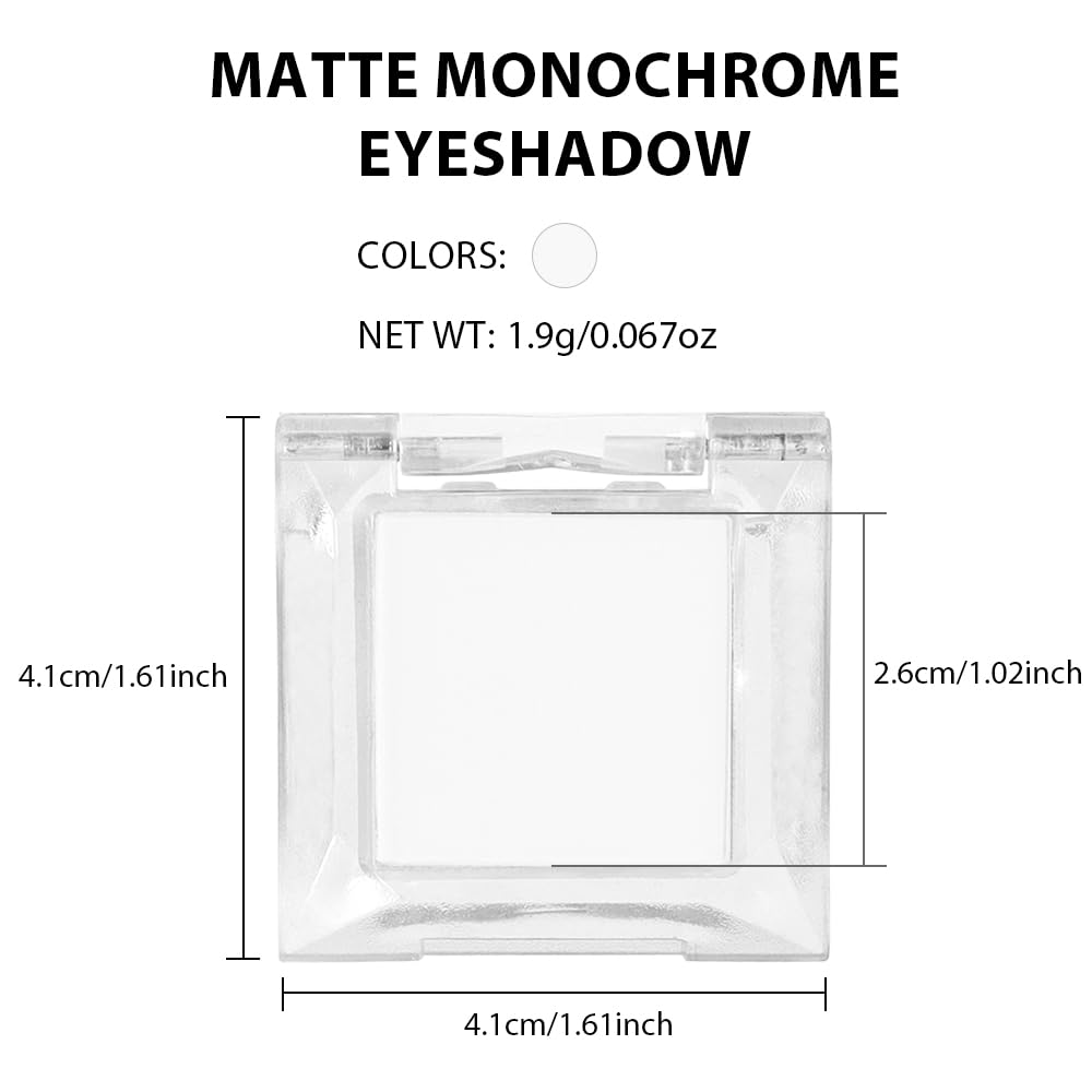 Single Nude White Matte Eyeshadow,Intense Monochrome Eye Shadow,Apply Makeup Easily,Matte Pressed Powder Single Eyeshadow,24 Hour Eye Makeup Longwear Waterproof