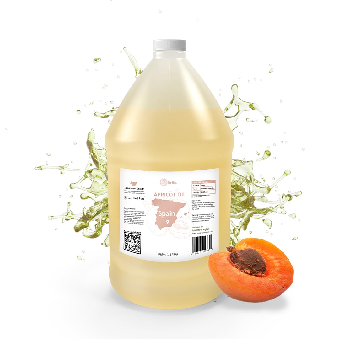 Apricot Kernel Oil - Direct from Spain and Turkey - 100% Pure Carrier Oil for Hair, Face, and Skin - Cold-Pressed Carrier Oils (1 Gallon)