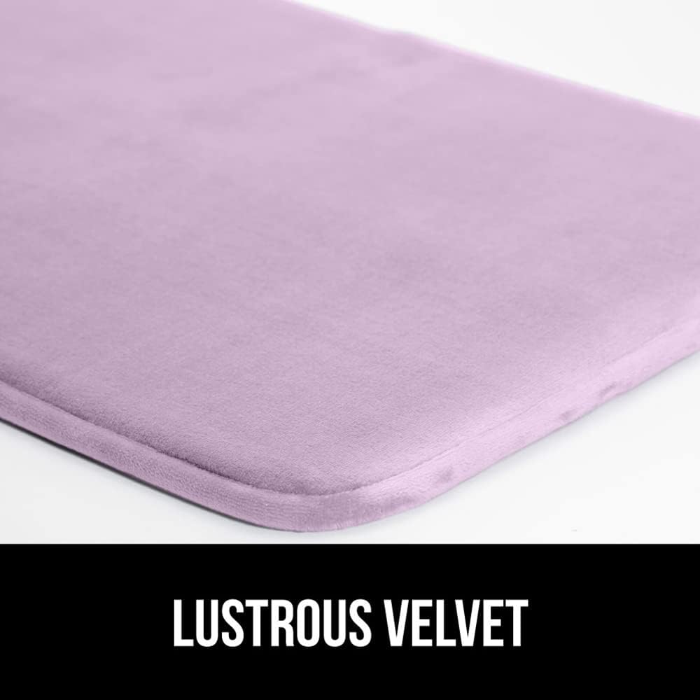 GORILLA GRIP Memory Foam Bath Mat, Soft Absorbent Velvet Bathroom Mats, Durable Dots on Underside, Machine Washable Bathmat, Carpet Rug Room Decor for Shower Tub Floor RV, 30x20 Rugs, Purple