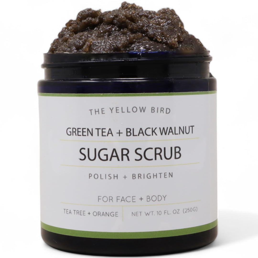 Natural Green Tea Sugar Scrub. Face, Body, and Foot Exfoliator. Helps with Moisturizing, Acne, Celluite, Wrinkles, and Exfoliating Dead Skin.