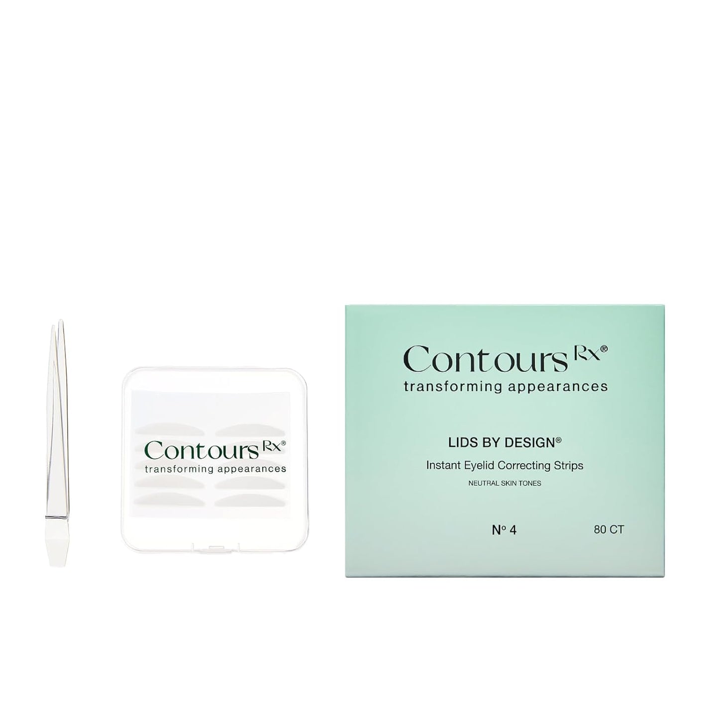 Contours RX Lids by Design - Non-Surgical & Transparent Eyelid Lift Strips - for a More Youthful-Looking Appearance, Reshape and Define with Eyelid Tape for Hooded Eyes (4mm) 80ct