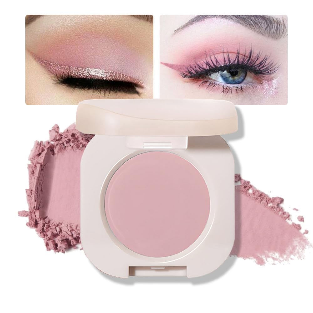 Single Nude Pink Matte Eyeshadow,Bright Intense Monochrome Eye Shadow,Apply Makeup Easily,Matte Pressed Powder Single Eyeshadow,24 Hour Eye Makeup Longwear Waterproof
