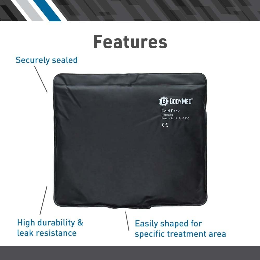 BodyMed Heavy Duty Reusable Urethane Ice Pack for Knee, Arm, Elbow, Shoulder, Back - Professional Grade Cold Therapy for Injuries, Aches, Swelling, Bruises, Sprains - 14 in. x 12 in. (Standard)
