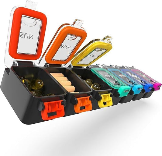 Weekly Pill Organizer 1 time a Day – Pill Box 7 Day with Enhanced Waterproof Seal, Large compartments Hold Big Vitamins & Supplements, Upgraded Locking lids, for Home & Travel use, Durable Hard case