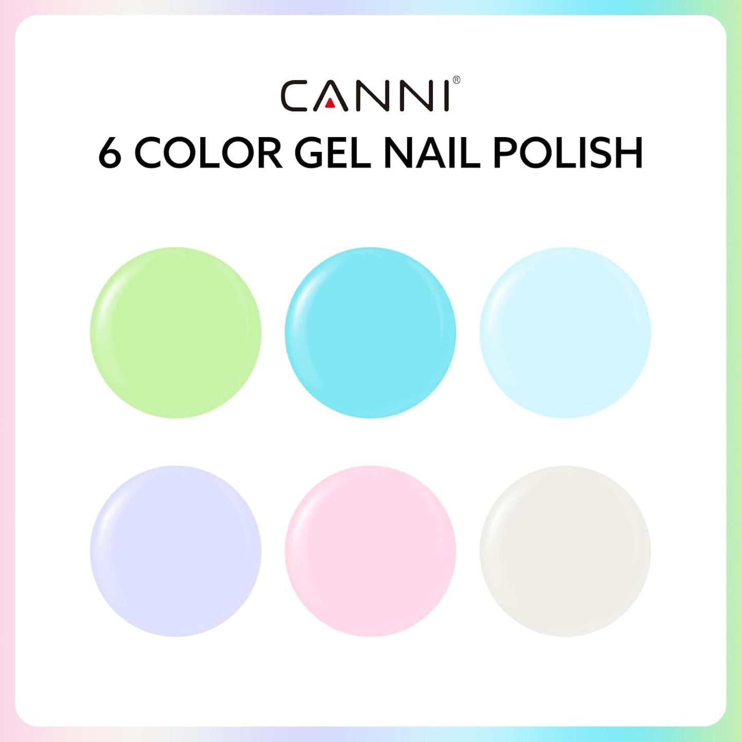 CANNI 6Pcs 9ml Hema-Free Gel Nail Polish Set- Green Blue Purple Pink Milky White Colors Gel Polish Kit, Soak Off LED Nail Gel Manicure Kit DIY at Home Salon Gifts for Women Girls