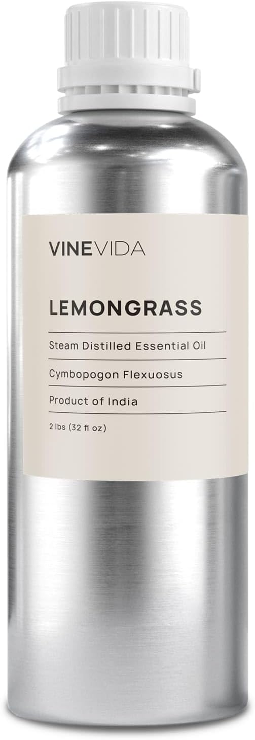 VINEVIDA Lemongrass Essential Oil - 32 oz - Undiluted - DIY Candle Scents - Bulk for Soap Making & Skin Safe