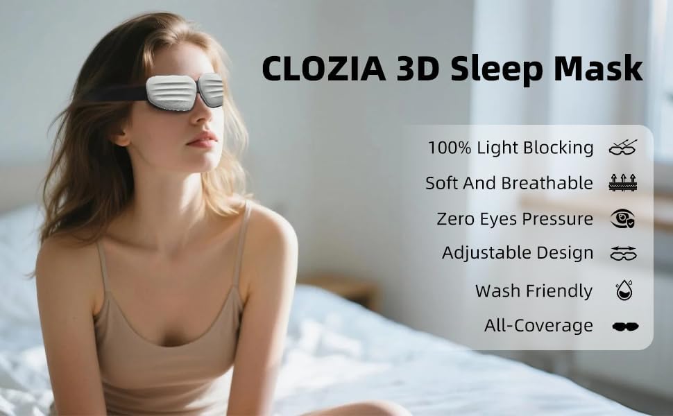 Sleep Mask for Side Sleeper Women Men, Eye Mask for Sleeping Light Blocking, Zero Eye Pressure 3D Sleeping, Gery