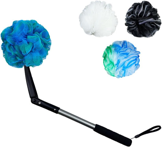 EASACE Long Handled Loofah with Sponges by Shower,Back Scrubber & Bath Sponges,Body Exfoliator Luffa on a Stick,for Elderly & Disabled, Soft Loofah for Bathing Men & Women