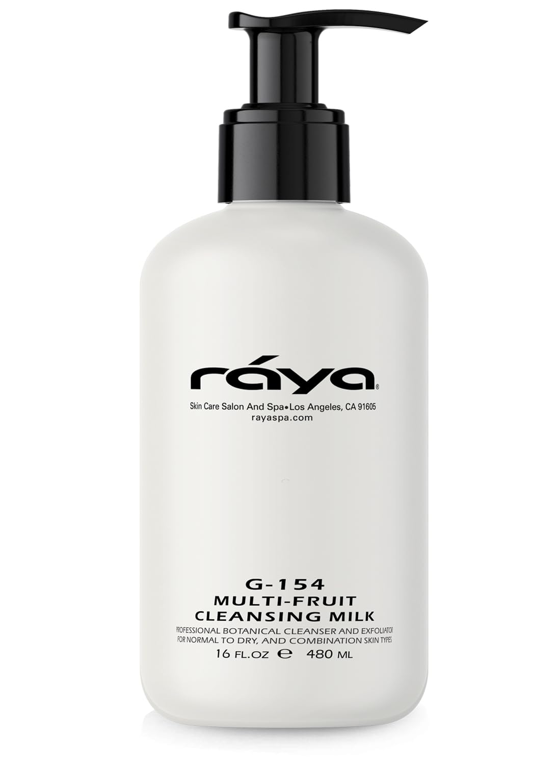 Raya Multi-Fruit Facial Cleansing Milk with AHA and BHA 16 oz (G-154) | Exfoliating Soap-Free Cleanser and Make-Up Remover for Dry and Combo Skin | Made with Multi-Fruit Alpha and Beta Hydroxy Acids