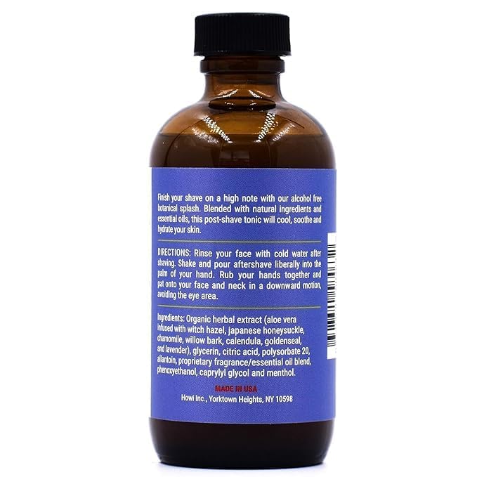 Taconic Shave Lavender Lime Aftershave Splash – Calming Citrus Herbal After Shave for Men – Alcohol-Free, Natural Skin Soother – 4 oz USA Made