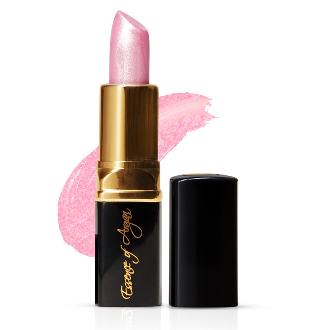 Essence Of Argan Pink Lip Stick for Cracked and Dry Lips - 100% Pure Argan Oil, Shea Butter, Jojoba Oil & Aloe Vera - Hydrating Long Lasting Lipstick - Deep Moisturizing Pink LipStick for Women