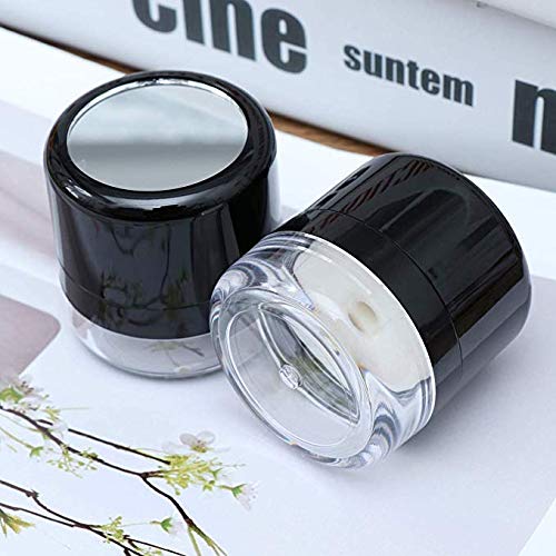 Empty Loose Powder box with Mirror Travel Portable Powder Case with Mushroom Sponge Puff DIY Cosmetic Foundation Powder Case Blusher Finishing Powder Jar Container (1pcs with 4 replacement sponges)