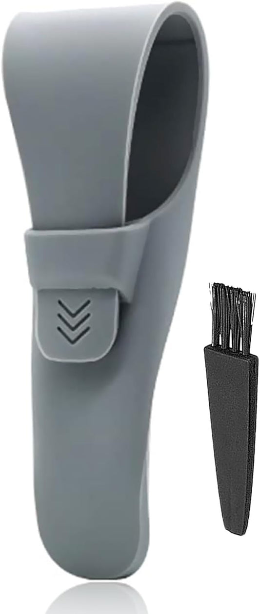 LinMei Silicone Razor Travel Case Compatible with Gillette, Parker, Merkur Razor (Grey+Cleaning Brush)