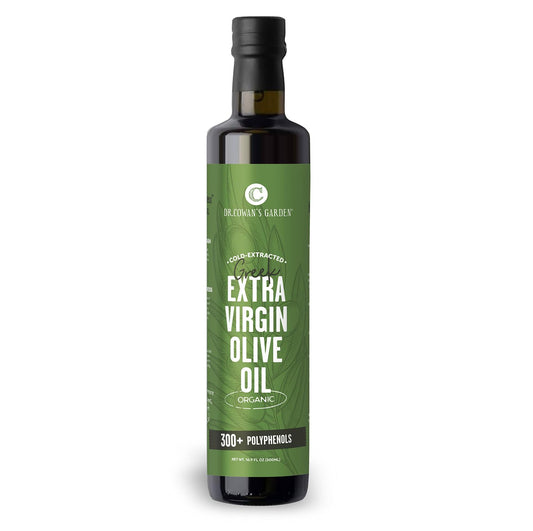 Dr. Cowan’s Garden 300+ Polyphenol Greek Extra Virgin Olive Oil - Single Estate Extra Virgin Olive Oil with Highest Polyphenols Sourced from Koroneiki Trees, Phase 2 Organic, Cold-Pressed, 16.9 FL Oz
