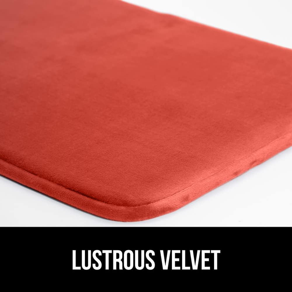 GORILLA GRIP Memory Foam Bath Mat, Soft Absorbent Velvet Bathroom Mats, Durable Dots on Underside, Machine Washable Bathmat, Carpet Rug Room Decor for Shower Tub Floor RV, 36x24 Rugs, Coral