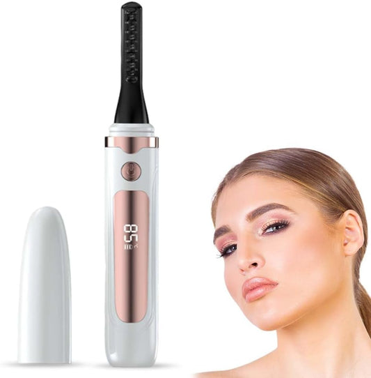 Heated Eyelash Curler, 2025 New Electric Eyelash Curler, Portable USB Type-C Makeup Tools for Travel,Women (White*1)