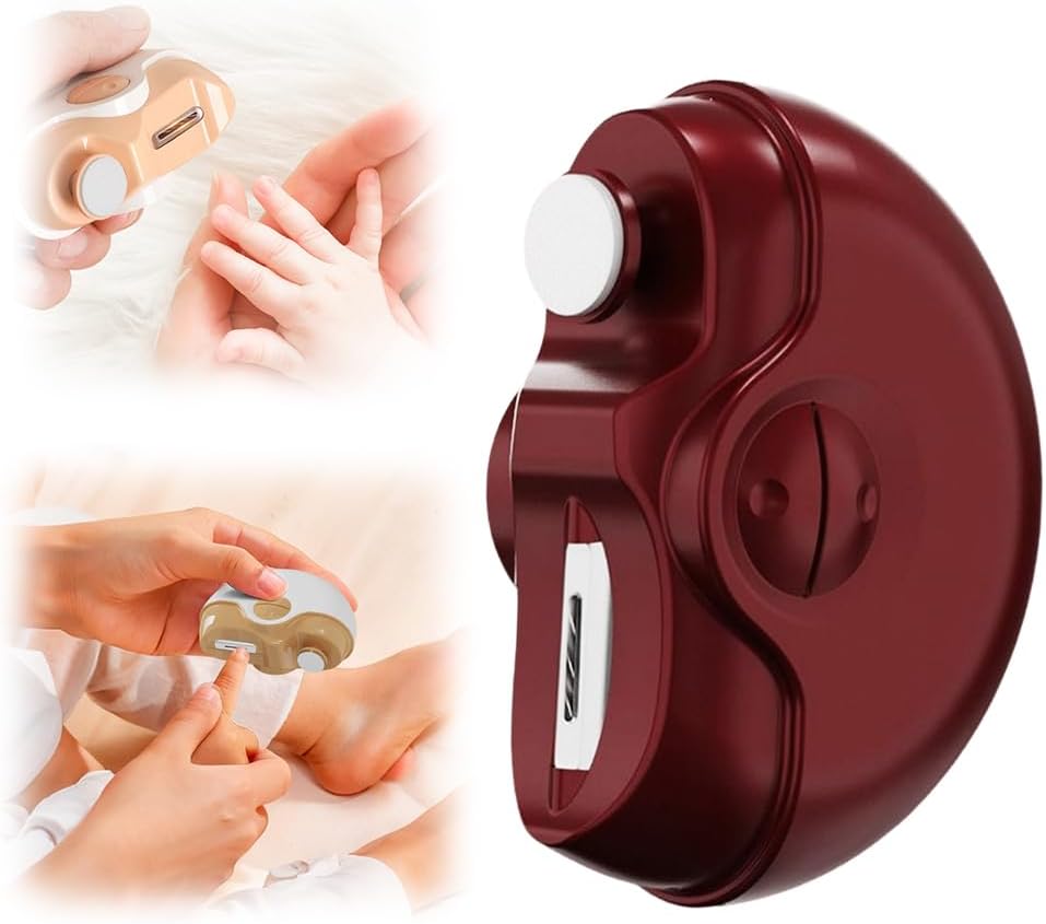 3 in 1 Electric Polishing Automatic Nail Clippers, 2025 New Electric Nail Trimmer Clippers for Fingers and Toes with 2 Adjustable Speeds, Electric Toe Nail Cutter for Thick Toenails Seniors (Red)