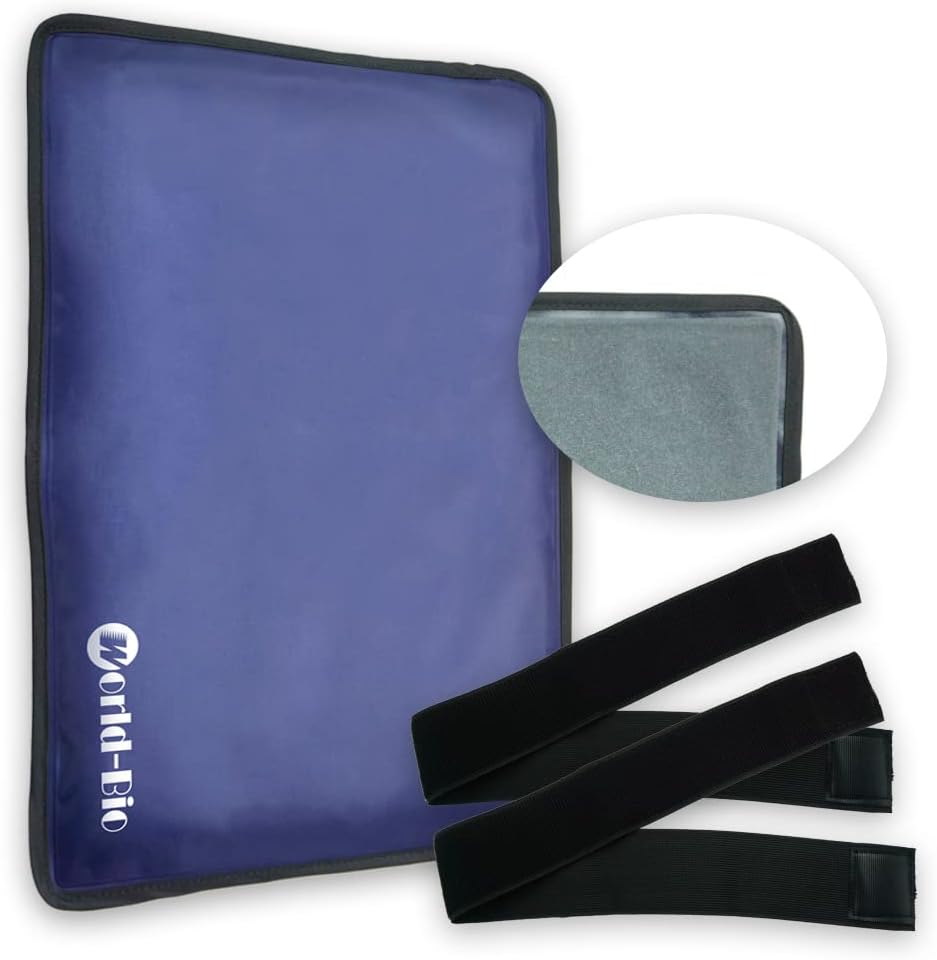 Extra Large Ice Pack for Injuries Reusable, Full Back Ice Pack Large Gel Ice Wrap w/2 Straps Cold Compress for Back Pain Relief from Swelling, Bruises, Sprains, Reusable Cold Pack 23.2" x 14.5"