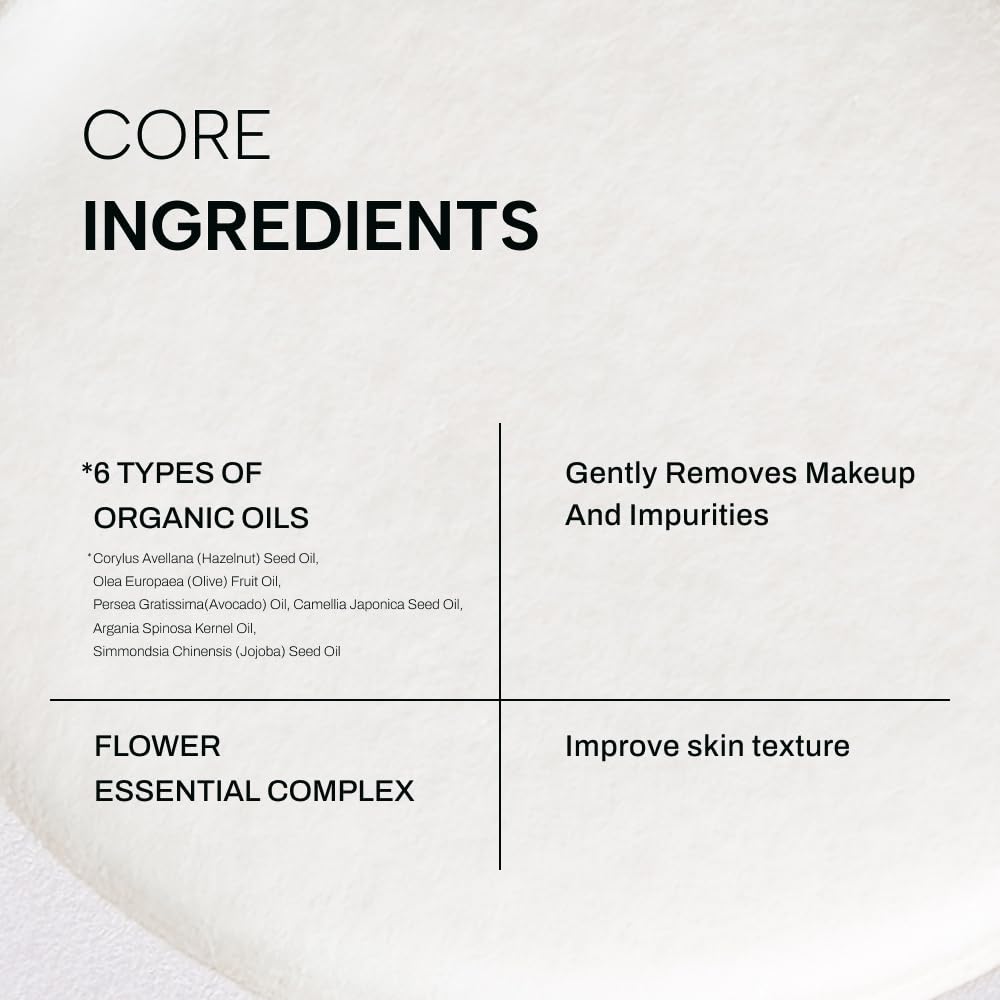 Whamisa Organic Flowers Cleansing Oil, Face Cleanser, Postbiotic-Rich Makeup Remover for Deep Cleansing, Pore Care, Rolling, Fermented, Easy Clean (260ml)